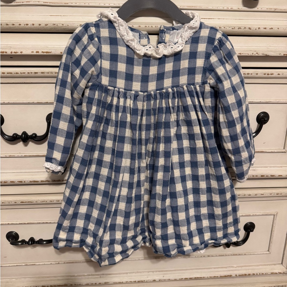 Blue and White Checkered Toddler Dress